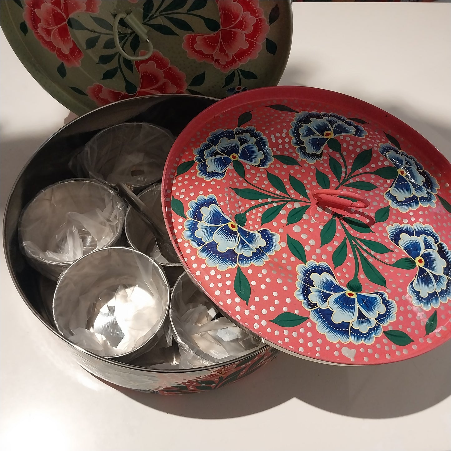 Baba kruidendoos roze blauw Traditionele kashmiri