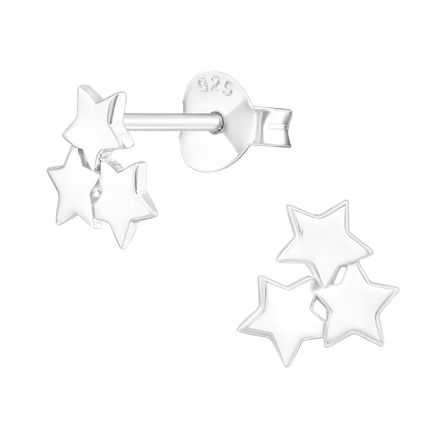 PJ oorbellen tripple ster goud of zilver Zilver