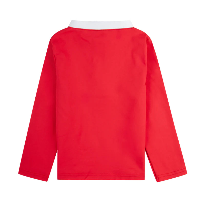 Happy Duck UV top Mao collar Coral red