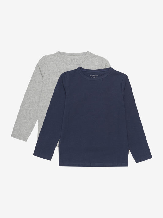 Minymo Basic 34 T-shirt met lange mouwen 2-pack blauw en grijs maat 92