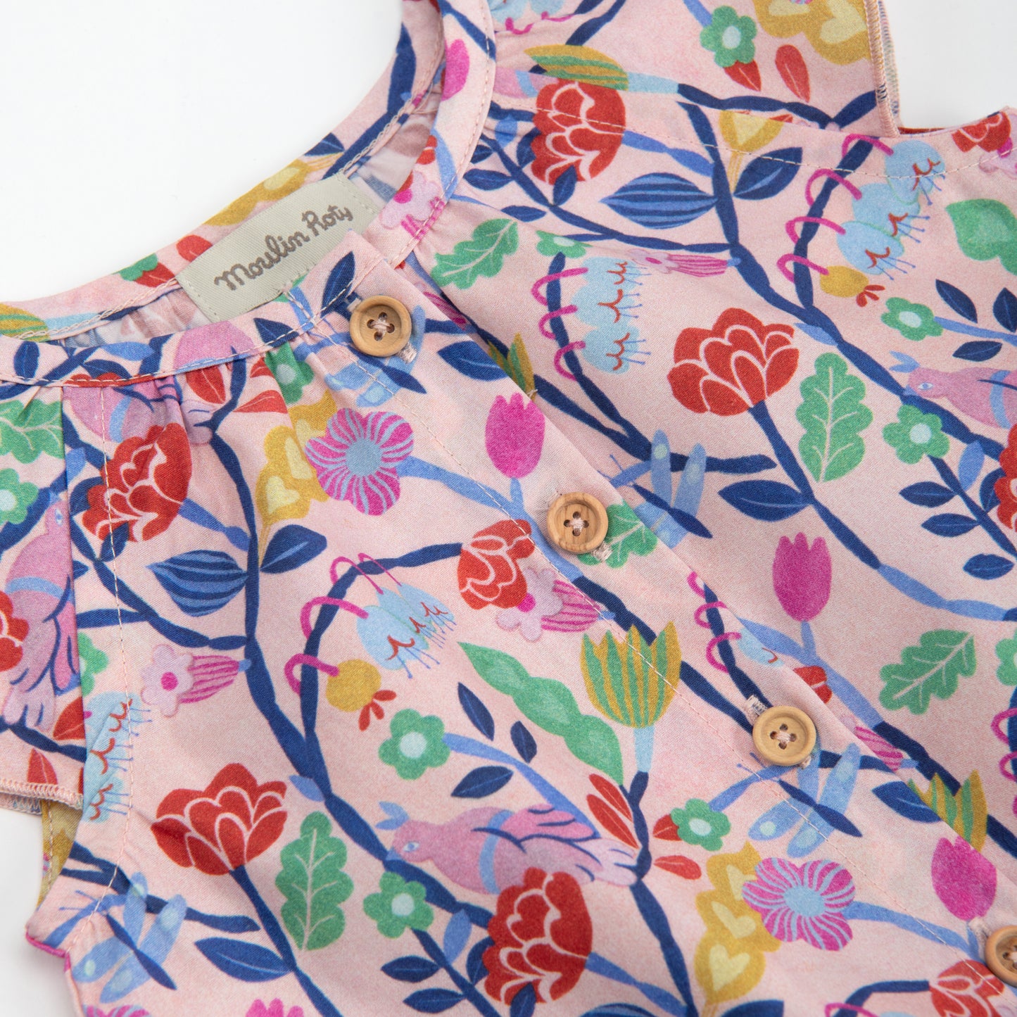 Moulinroty blouse Nathalie roze bloemenprint jungle