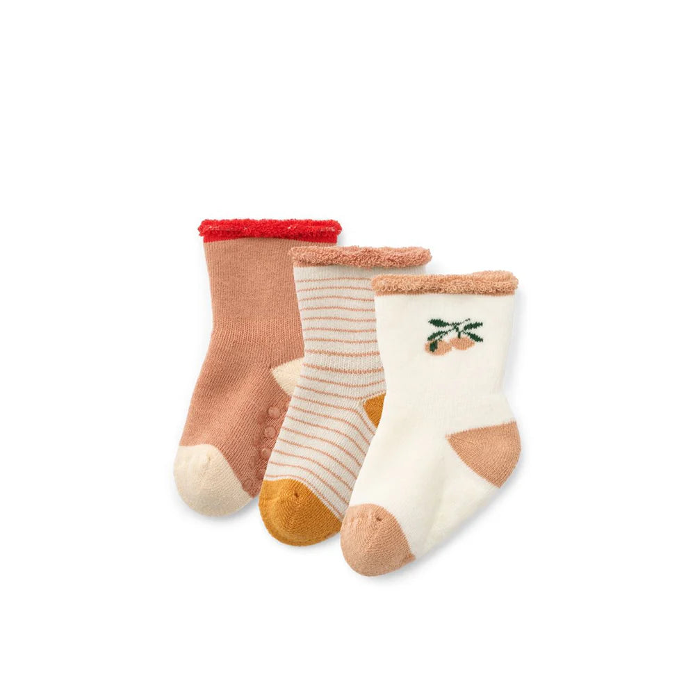 Liewood Eloy Baby anti slip Sokjes 3 Paar 2484 Peach Sandy mix