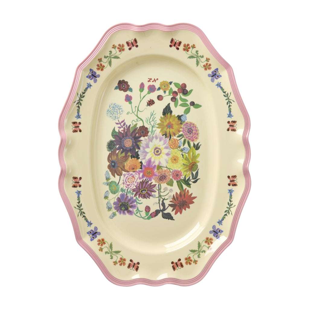 Rice Groot Vintage Serveerschotel Roze Nathalie Lété Print