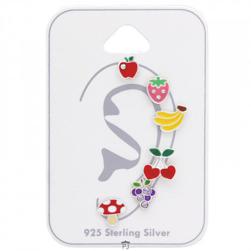 PJ oorbellen mini fruit zilver Paddestoeltjes set
