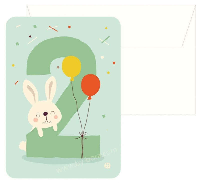 Bora verjaardagskaart 2 bunny