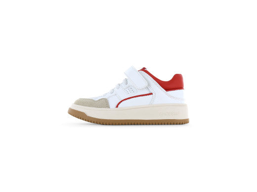 Shoesme witte sneaker met rode details 27