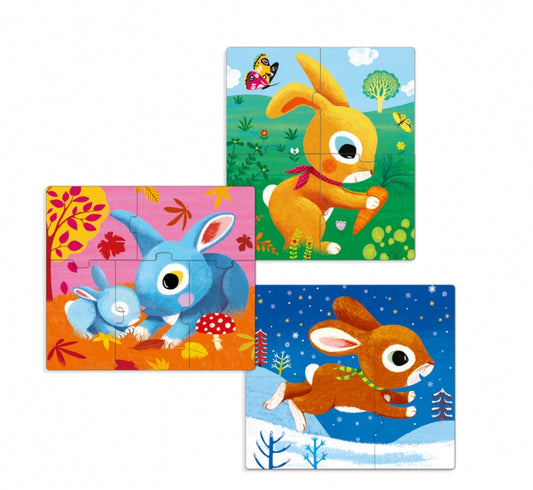 djeco puzzelset primo lapins 3+