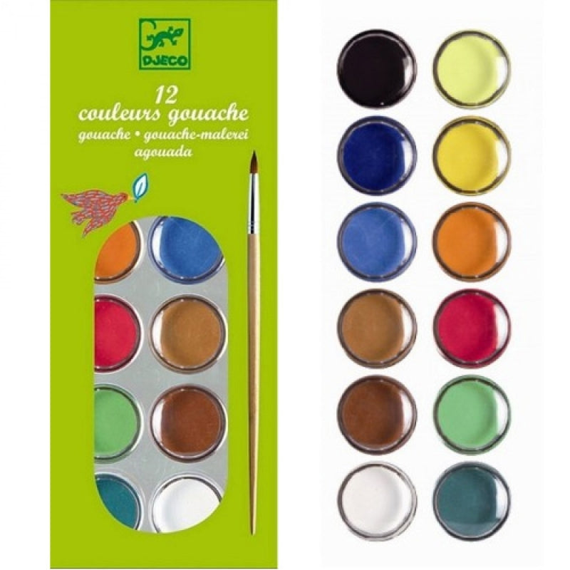 djeco waterverf 12 kleuren cakes classic 4+