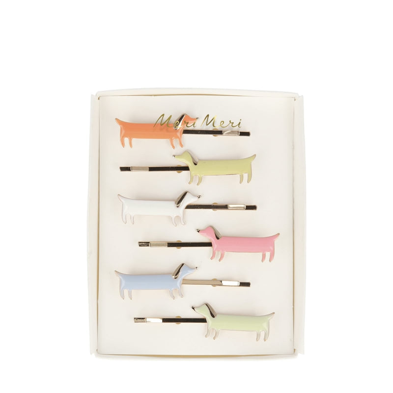 Meri Meri haarspeldjes sausage dog enamel hair slides