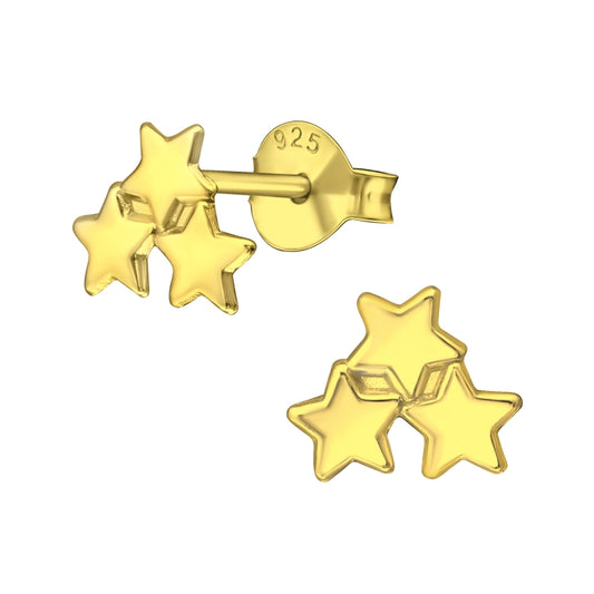 PJ oorbellen tripple ster goud of zilver Verguld